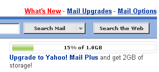 Yahoo email space is now 1 GB